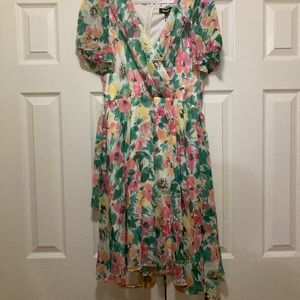 DKNY floral chiffon garden dress. Size 16. Like new GREAT condition.